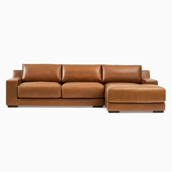 Dublin Sofa Kulit L Shape 3 Seater Depan