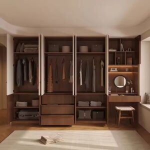 Oulu Lemari Pakaian 6 Pintu Minimalis Dibuka