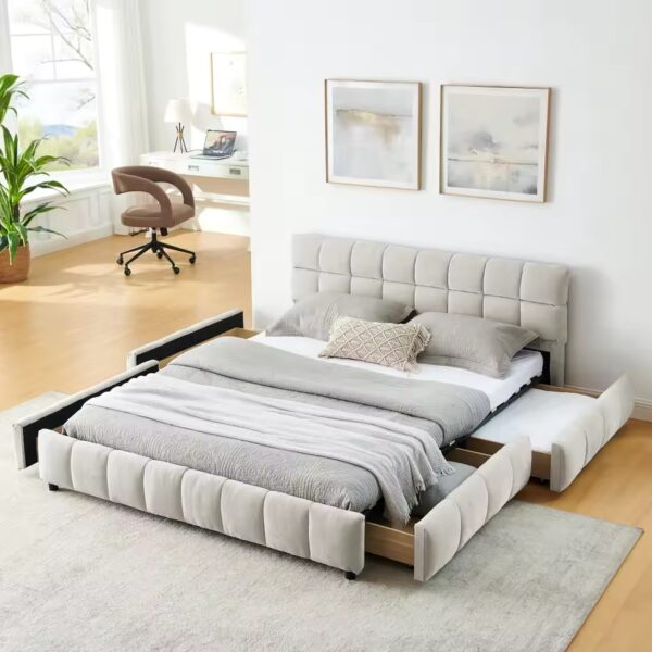 Tufted Bed Frame with Storage 4 Laci