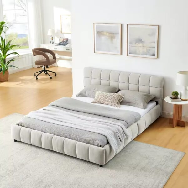 Tufted Bed Frame with Storage