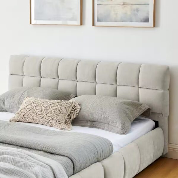 Tufted Bed Frame with Storage Headboard