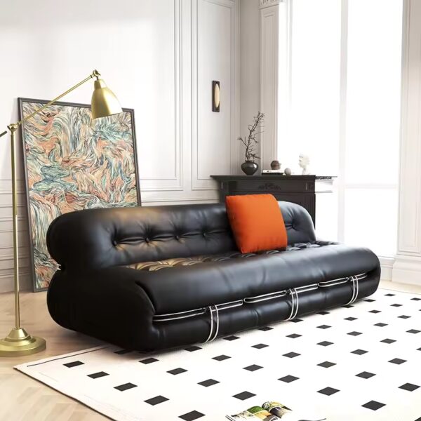 Wabi Leather Sofa 3 Seater Black