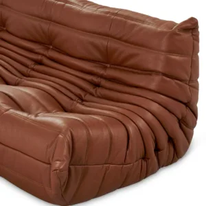 Togo Sofa Leather 3 Seater Brown