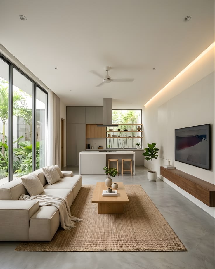 Desain Ruang Tamu Minimalis dengan Konsep Open Plan Desain Ruang Tamu Minimalis dengan Konsep Open Plan