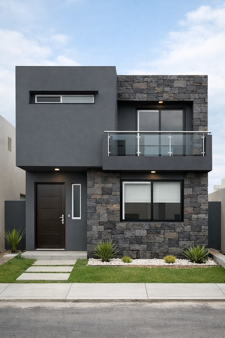 Fasad Minimalis dengan Dominasi Warna Gelap Fasad Minimalis dengan Dominasi Warna Gelap