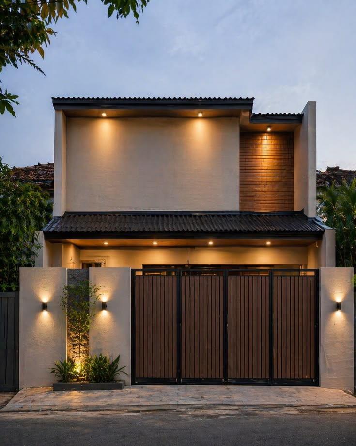 Fasad Minimalis dengan Pagar Desain Kontemporer Fasad Minimalis dengan Pagar Desain Kontemporer