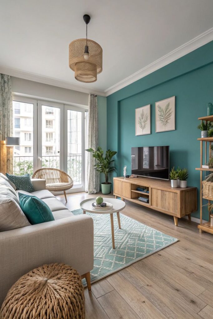 Kombinasi Cat Biru Tosca dengan Warna Kayu Natural Kombinasi Cat Biru Tosca dengan Warna Kayu Natural