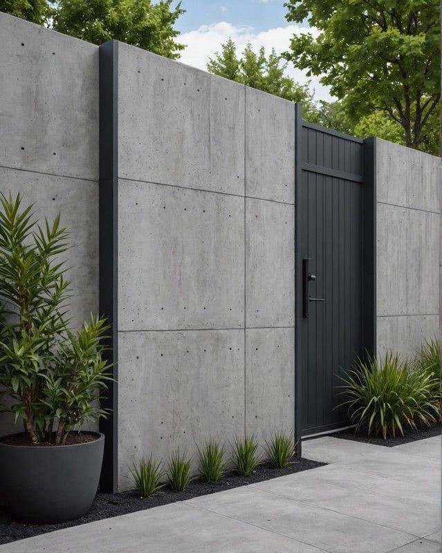 Pagar Beton Ekspos dengan Motif Geometris Pagar Beton Ekspos dengan Motif Geometris