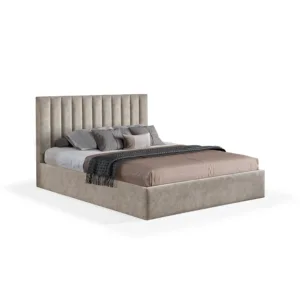 Roma Dipan Minimalis Modern Fabric Beige - Tempat Tidur Premium Jakarta dengan Headboard Channel Tufting Vertikal