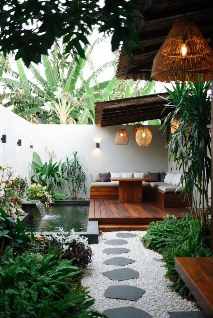 Teras Minimalis Tropis dengan Bali Vibes