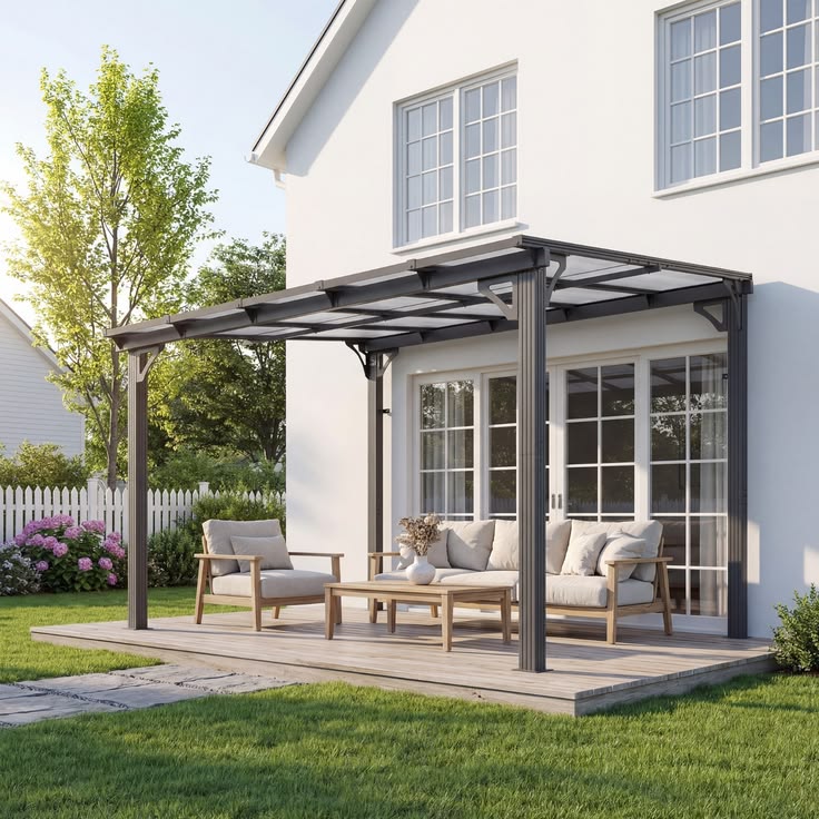 Teras dengan Pergola Kayu