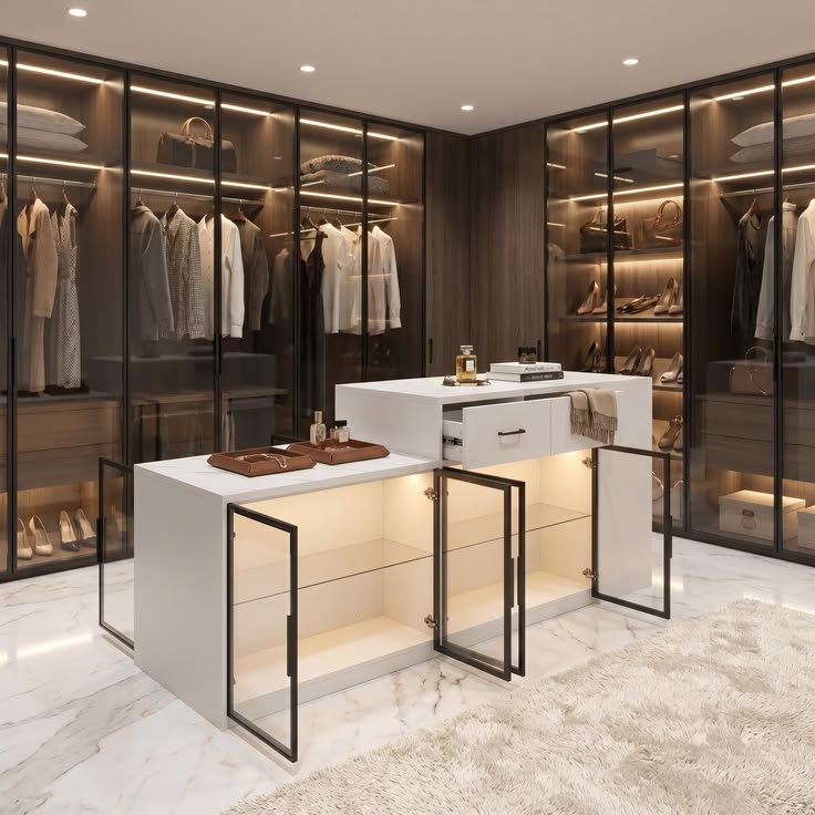 Walk In Closet dengan Island di Tengah
