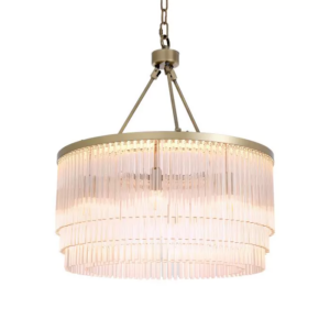 Bernardi Chandelier lampu gantung bulat bertingkat kaca crystal gold brass mewah Jakarta