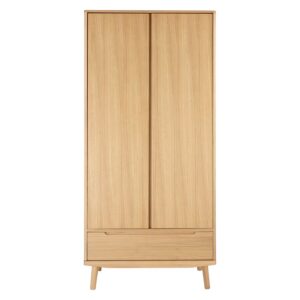 Japandi wardrobe Japandi Wardrobe lemari pakaian 2 pintu kayu oak natural 1 laci kaki lancip scandinavian minimalis Jakarta