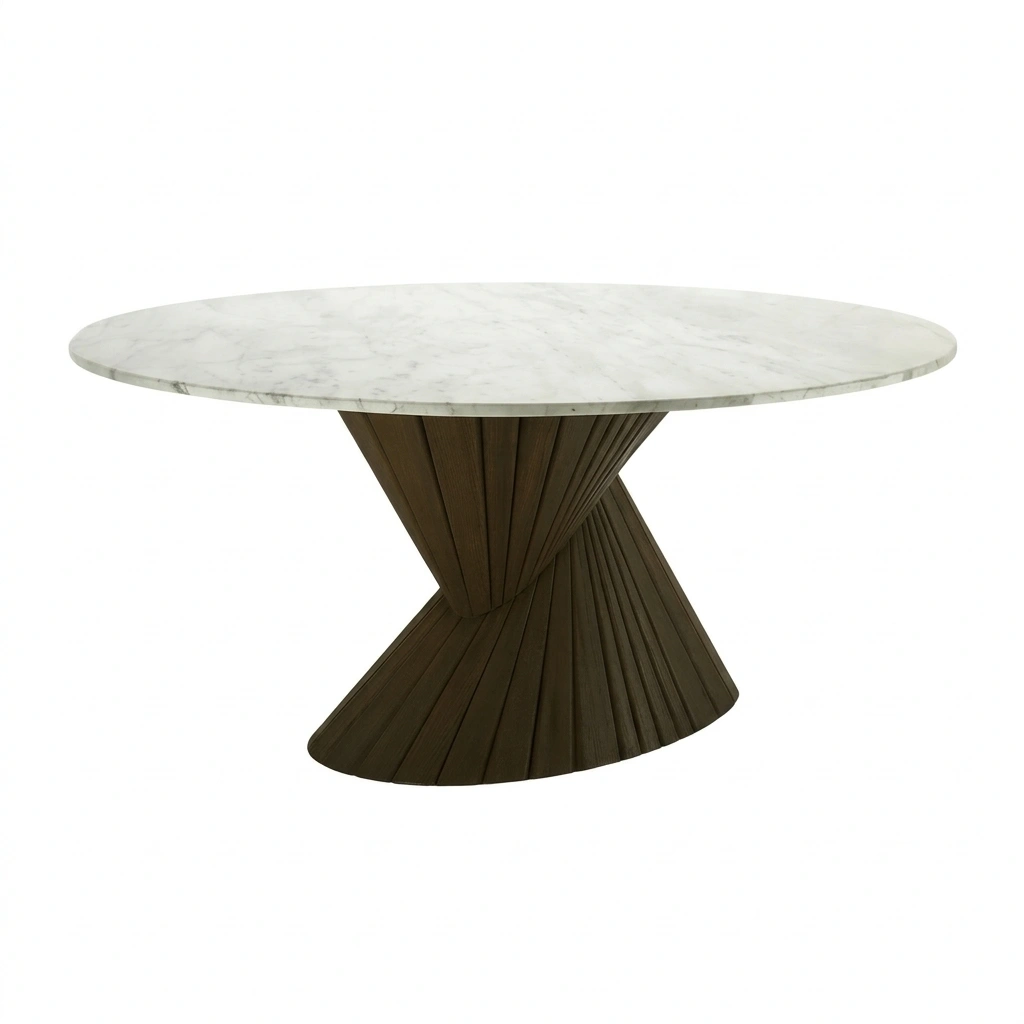 Kota Round Dining Table Kota Round Dining Table meja makan bulat marmer putih kaki bronze sculptural modern mewah Jakarta