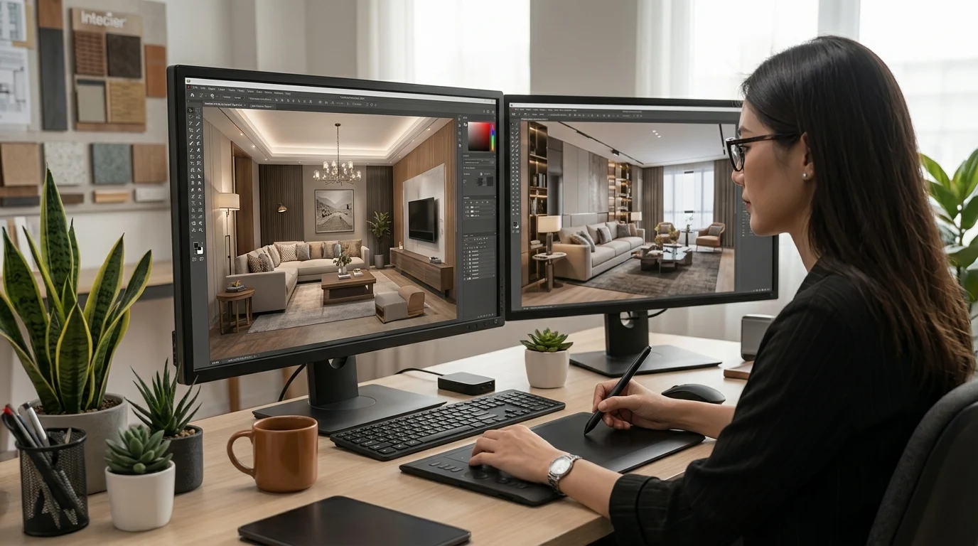 proses desain 3d interior