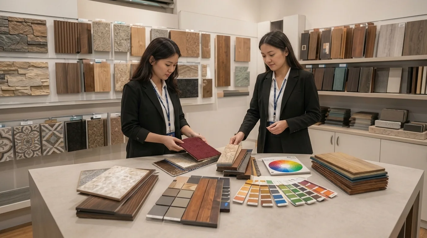 proses pemilihan material interior