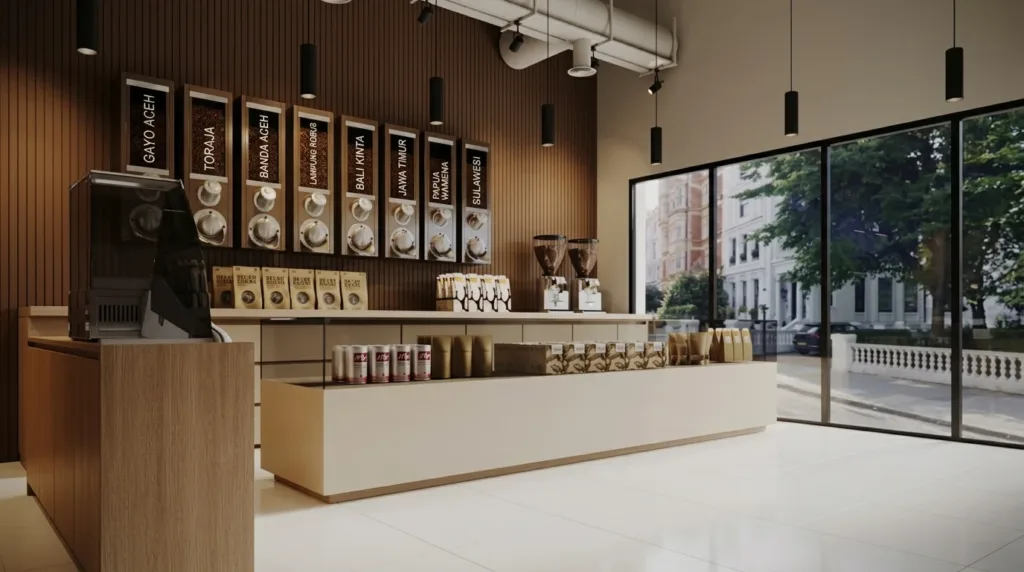 project desain interior toko kopi di depok
