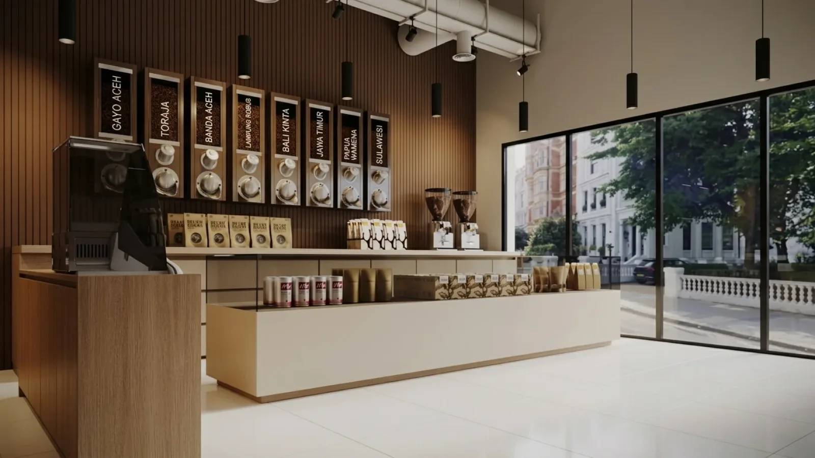 project desain interior toko kopi di depok